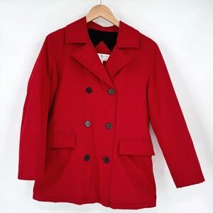 Liz‎ Claiborne Petite Red Double Breasted Peat Coat Jacket Size MP